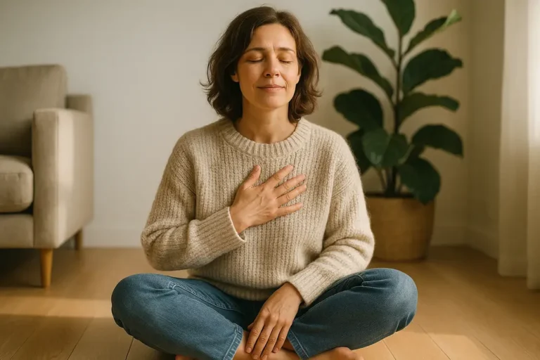 Un exercice respiratoire calme, proposé comme une pause accessible au quotidien, sans promesse de bénéfice clinique ni d’effet garanti.