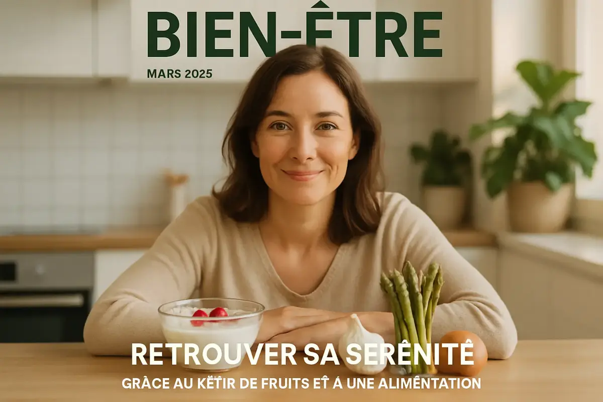 Un repas ordinaire accompagne le thème du stress et du microbiote, sans suggérer qu’un aliment ou une habitude apporte la sérénité.