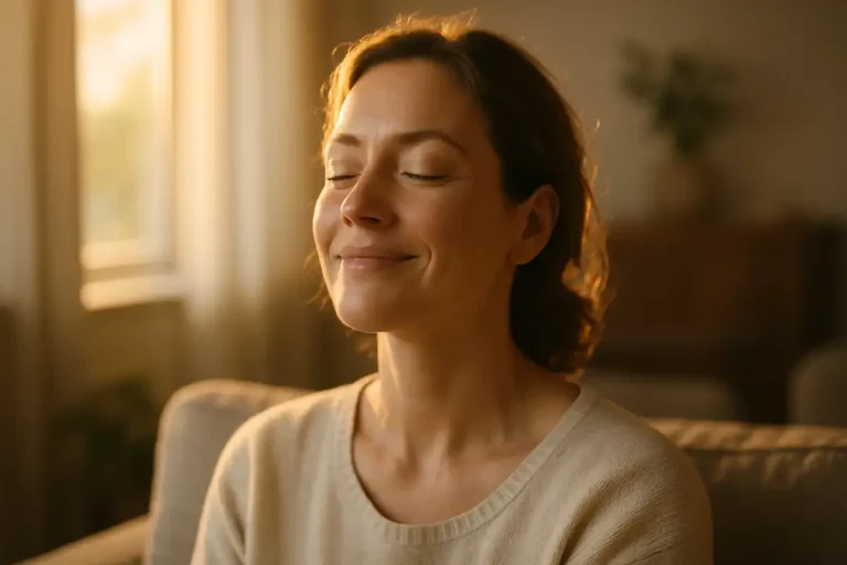 Autosuggestion et bien-être : un moment de détente peut accompagner une pratique personnelle, sans effet thérapeutique établi.