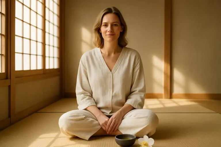 Une séance faciale met en scène un contact doux sur les joues, pour introduire le Kobido sans en garantir les effets.