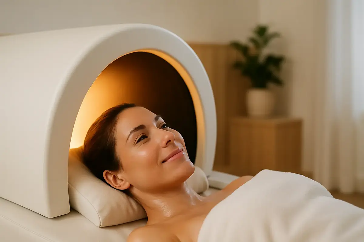 Le sauna dôme invite à une exposition à la chaleur en position allongée, tête à l’extérieur, pour une expérience de détente sans résultat garanti.
