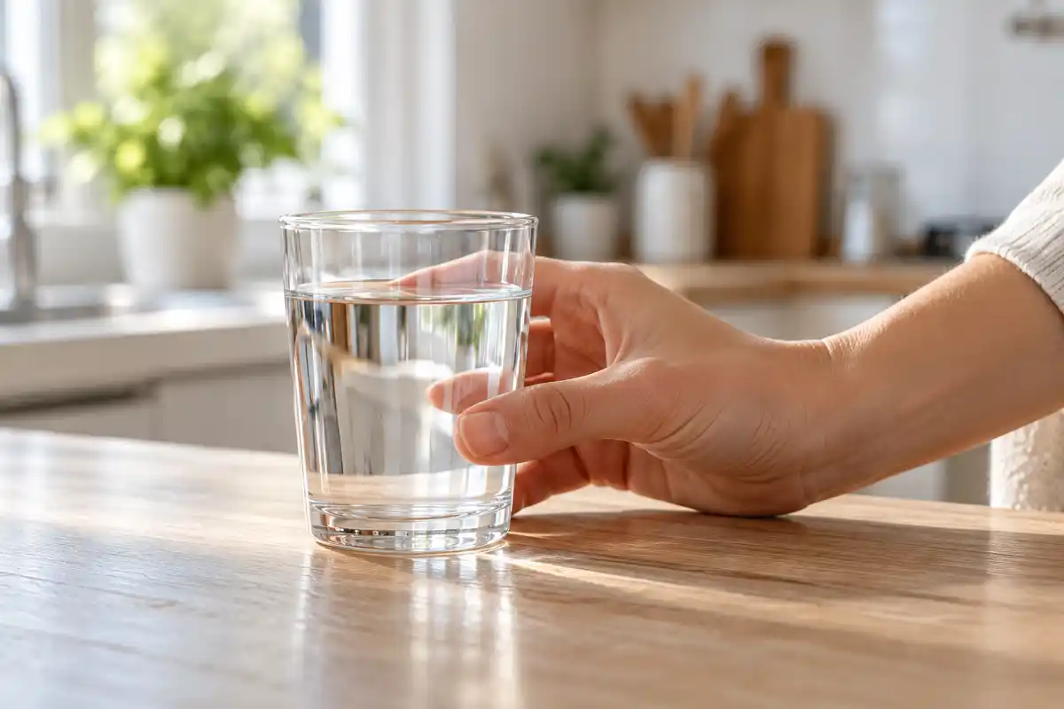 Constipation et gestes du quotidien : l’eau peut accompagner une approche simple, sans garantir un soulagement ni remplacer un avis médical.