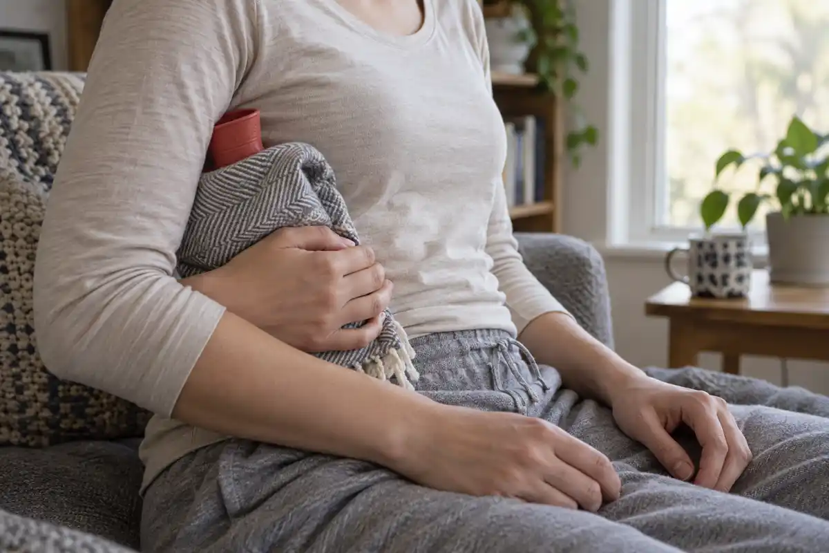 Une bouillotte enveloppée dans un tissu est maintenue contre le côté du thorax pour essayer une chaleur modérée.